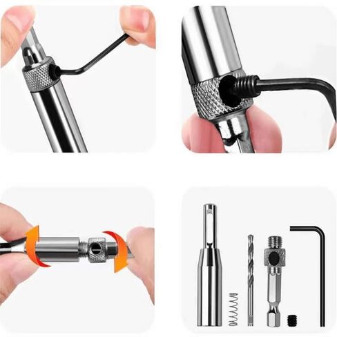 3PCS Self Centering Hinge Drill Bit Set High-Speed Steel HSS Hex Shank, Precision Positioning for Door Window Woodworking, Silver in Saudi Arabia