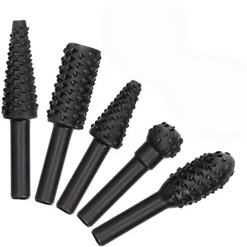 5-Piece Rotary File Drill bit Set 1/4 inch 6mm, with Rotary File Drill bits, Suitable for Woodworking, Carving, and polishing, Black in Saudi Arabia