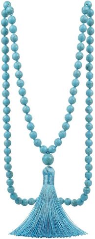 Jayumo 8mm Mala Beads Netclace Natural Stone التأمل بيان القلادة اليدو in Kuwait