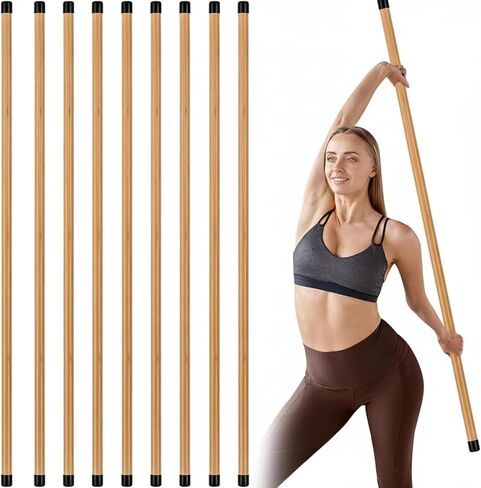 6 Pcs Bamboo Yoga Stick 5 ft Natural Stick Correct Posture Exercise Stick for Strength Flexibility Fitness and Physical Rehabilitation Stretch Practice in Kuwait