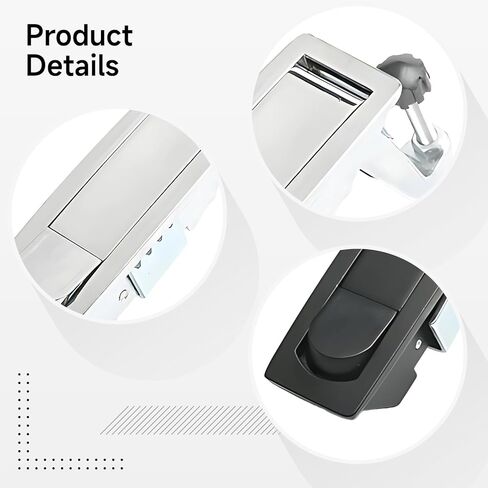 Lock for Gates Fence Compressors Air and Boilers Outdoor, Industrial Heavy Duty, Button Latches Flat Zinc Alloy Black 2 Pcs, Design Adjustable, Includes Pcs 2 Alloy Chrome Zinc Bright in Kuwait