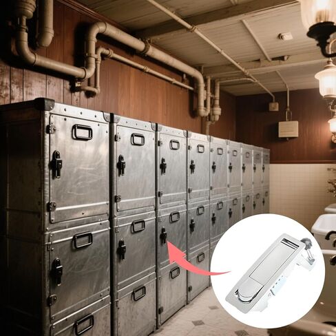 Lock for Gates Fence Compressors Air and Boilers Outdoor, Industrial Heavy Duty, Button Latches Flat Zinc Alloy Black 2 Pcs, Design Adjustable, Includes Pcs 2 Alloy Chrome Zinc Bright in Kuwait