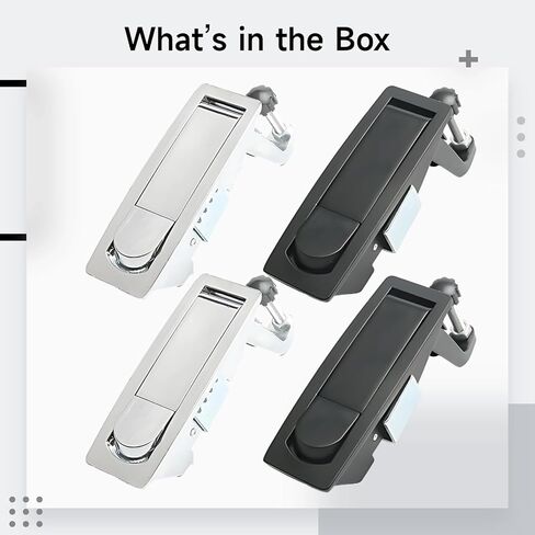 Lock for Gates Fence Compressors Air and Boilers Outdoor, Industrial Heavy Duty, Button Latches Flat Zinc Alloy Black 2 Pcs, Design Adjustable, Includes Pcs 2 Alloy Chrome Zinc Bright in Kuwait