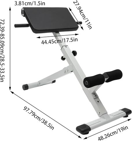 كرسي روماني، مقعد مفرط التمدد قابل للتعديل متعدد الوظائف، معدات تمرين شديدة التحمل لتمرين الجسم بالكامل الكل في واحد، سعة 265 رطلاً in Kuwait