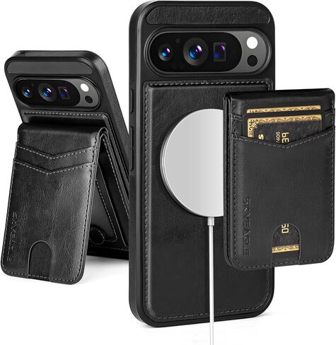 متوافق مع Magsafe 2 في 1 قابلة للفصل Google Pixel 10g Wallet Case مع نساء حامل البطاقة ، ومغناطيسي PU Leather RFID Flocking Slots Kickstand Criter ، Pixel 10 Pro 6.3 "، Brown in Kuwait
