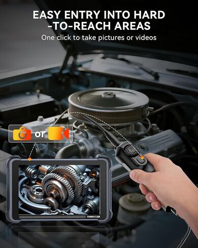 THINKCAR TES102 كاميرا المنظار مع الضوء، 0.21 بوصة HD Borescope مع 6 مصابيح LED قابلة للتعديل، IP67 كاميرا ثعبان شبه صلبة مقاومة للماء، بنقرة واحدة لقطة التفتيش Borescope in Kuwait