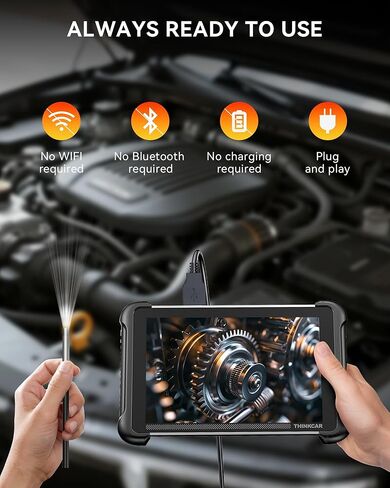 THINKCAR TES102 كاميرا المنظار مع الضوء، 0.21 بوصة HD Borescope مع 6 مصابيح LED قابلة للتعديل، IP67 كاميرا ثعبان شبه صلبة مقاومة للماء، بنقرة واحدة لقطة التفتيش Borescope in Kuwait