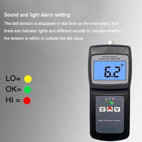 مقياس شد الحزام الرقمي، جهاز قياس شد الحزام مع إنذار الصوت والضوء، أقصى عرض للحزام 36 مم ويقيس 0-77 كجم / 0-120 رطل / 0-750 نيوتن، تحويل 4 وحدات للأحزمة المتزامنة in Kuwait