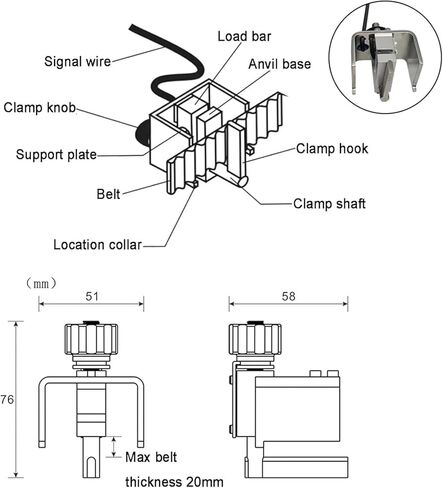 مقياس شد الحزام الرقمي، جهاز قياس شد الحزام مع إنذار الصوت والضوء، أقصى عرض للحزام 36 مم ويقيس 0-77 كجم / 0-120 رطل / 0-750 نيوتن، تحويل 4 وحدات للأحزمة المتزامنة in Kuwait