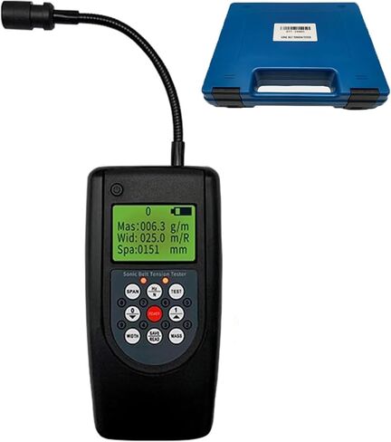 مقياس شد الحزام الصوتي، مقياس شد الحزام المتكامل مع شاشة LCD بإضاءة خلفية ومسبار اتجاه قابل للتعديل، نطاق قياس 10 هرتز - 680 هرتز وتخزين 20 معلمة للحزام، للأحزمة على شكل حرف V متعددة الأضلاع in Kuwait