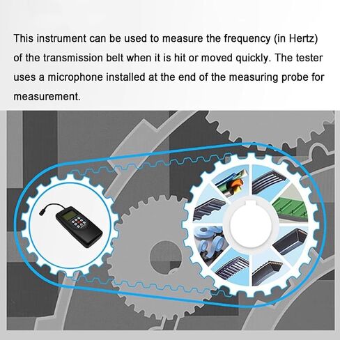 مقياس شد الحزام الصوتي، مقياس شد الحزام المتكامل مع شاشة LCD بإضاءة خلفية ومسبار اتجاه قابل للتعديل، نطاق قياس 10 هرتز - 680 هرتز وتخزين 20 معلمة للحزام، للأحزمة على شكل حرف V متعددة الأضلاع in Kuwait