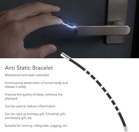 Antistatic Wristband, Nontoxic Wristband to Eliminate Static Electricity from The Body for Running (Black) in Kuwait