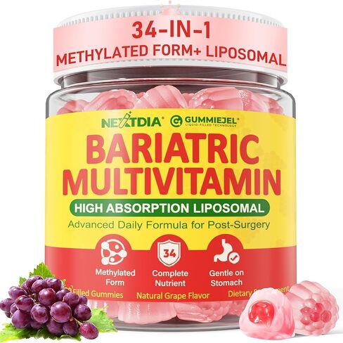 Liposomal Methylated Bariatric Multivitamin Gummies with Iron for Women & Men, High Absorption Multivitamin w/CoQ 10, Probiotic, Digestive Enzymes Support Gastric Bypass & Sleeve Recover, Energy,1Pack in Saudi Arabia