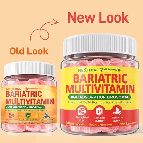 Liposomal Methylated Bariatric Multivitamin Gummies with Iron for Women & Men, High Absorption Multivitamin w/CoQ 10, Probiotic, Digestive Enzymes Support Gastric Bypass & Sleeve Recover, Energy,1Pack in Saudi Arabia