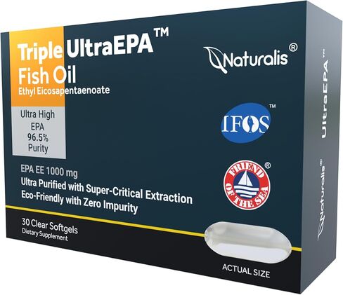 Naturalis Triple Strength UltraEPA™ EPA 1000mg | Pharmaceutical Grade High Purity 99% Omega-3 with 96.5% EPA Burpless Fish Oil | IFOS Certified, Sustainably Sourced, Non-GMO | 30 Softgels in Saudi Arabia