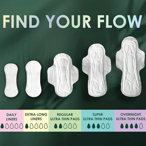 L. Ultra Thin Pads for Women, Organic Cotton Top Layer, Super + Extra Long Overnight Duo Pack Absorbency, Menstrual Pads with Wings, 32 Count in Kuwait