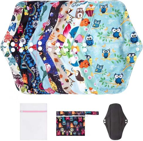 وسادات الحيض القابلة لإعادة الاستخدام طوال الليل مع أجنحة من LUCKYPADS، 7 قطع من وسادات القماش القابلة للغسل ومنصات الدورة الشهرية للنساء، طويلة جدًا (5.9 × 13.7 بوصة) بعد الولادة ومنصات التدفق الثقيل مع حقيبة مبللة وحقيبة غسيل in Kuwait