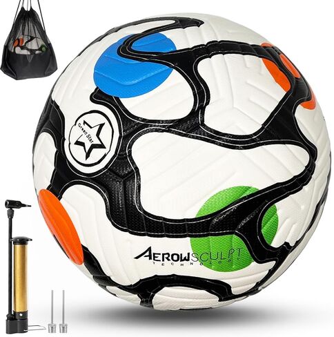 Soccer Ball Size 5,Waterproof PU Leather,Seamless Surface,Official Match Ball, Soccer Balls Training,with Pump & Needles in Saudi Arabia