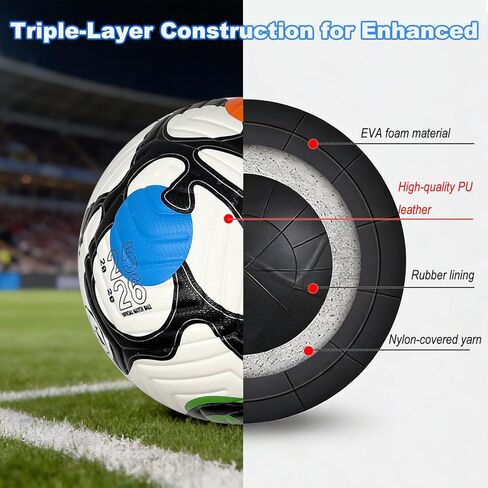 Soccer Ball Size 5,Waterproof PU Leather,Seamless Surface,Official Match Ball, Soccer Balls Training,with Pump & Needles in Saudi Arabia