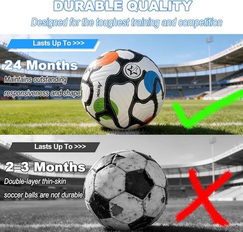 Soccer Ball Size 5,Waterproof PU Leather,Seamless Surface,Official Match Ball, Soccer Balls Training,with Pump & Needles in Saudi Arabia