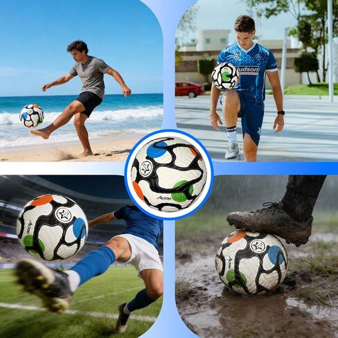 Soccer Ball Size 5,Waterproof PU Leather,Seamless Surface,Official Match Ball, Soccer Balls Training,with Pump & Needles in Saudi Arabia