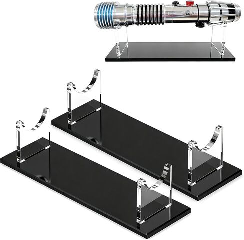حامل سيف ضوئي من الأكريليك للعرض - سيف عالمي، خنجر وحامل عصا، عرض سطح مكتب شفاف للمقتنيات مع قاعدة ثابتة (شفاف - مجموعة واحدة) in Kuwait