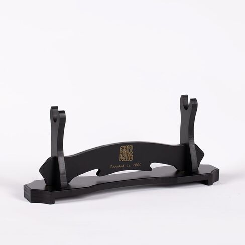 رف عرض حامل سيف خشبي أسود ممتاز - يحمل سيفًا واحدًا - 15.4 × 3.5 × 6.7 بوصة - حامل عرض لهواة الجمع العتيق in Kuwait