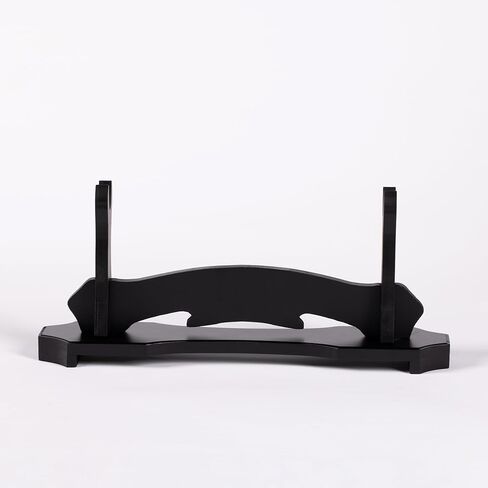 رف عرض حامل سيف خشبي أسود ممتاز - يحمل سيفًا واحدًا - 15.4 × 3.5 × 6.7 بوصة - حامل عرض لهواة الجمع العتيق in Kuwait