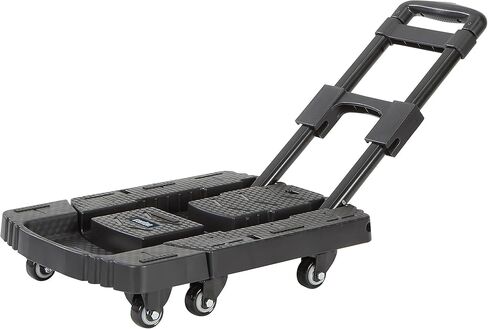 Ironton Foldable Hand Truck, 500 lb Heavy Duty Dolly with 6 Wheels, Compact 3.74" Fold, Adjustable Handle & Base, 17" x 12.6" Non-Slip Platform, Includes 2 Elastic Ropes. in Kuwait