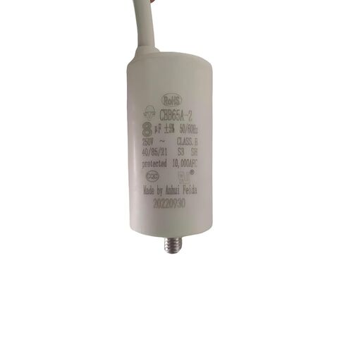 CBB65 8 فائق التوهج 250VAC 50/60 هرتز تشغيل الضاغط وبدء المكثف 40/85/21 مع RoHS UL - مكثف موثوق لتطبيقات الضاغط، StartCapacitor in Saudi Arabia