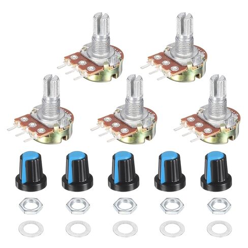 MECCANIXITY WH148 100K Ohm Potentiometer Kit Linear Taper Adjustable Rotary Potentiometer with Knobs and Washers for Audio Applications Devices, Blue, 5 Set in Saudi Arabia