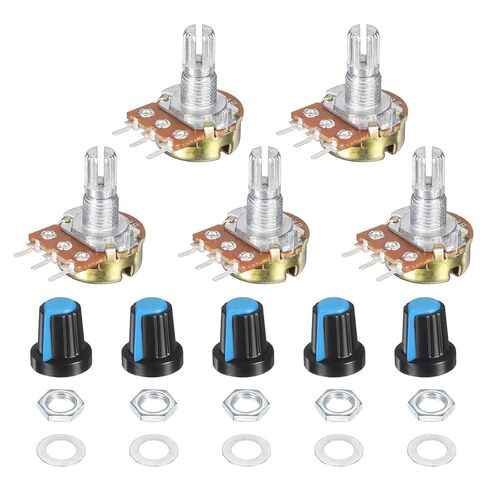 MECCANIXITY WH148 100K Ohm Potentiometer Kit Linear Taper Adjustable Rotary Potentiometer with Knobs and Washers for Audio Applications Devices, Blue, 5 Set in Saudi Arabia