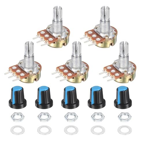 MECCANIXITY WH148 100K Ohm Potentiometer Kit Linear Taper Adjustable Rotary Potentiometer with Knobs and Washers for Audio Applications Devices, Blue, 5 Set in Saudi Arabia