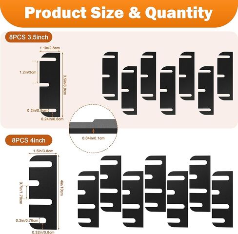 16 Pack Door Hinge Shims for Door Hinge Repair Kit, Coldairsoap 8 Pcs 3.5 Inch & 8 Pcs 4 Inch Plastic Shims Stock for Doors, Cabinets Hinge Repair, 0.04 Inch Thickness (Black) in Saudi Arabia