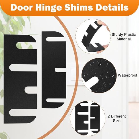 16 Pack Door Hinge Shims for Door Hinge Repair Kit, Coldairsoap 8 Pcs 3.5 Inch & 8 Pcs 4 Inch Plastic Shims Stock for Doors, Cabinets Hinge Repair, 0.04 Inch Thickness (Black) in Saudi Arabia