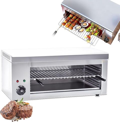 Commercial Salamander Broiler Countertop Grill, 2000w Electric Salamander Cheese Melter Stainless Steel Wall Mounted Cheese Broiler Oven W/ 122-572°F Temp For Cheese Steak Sandwiches in Saudi Arabia