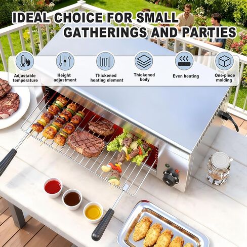 Commercial Salamander Broiler Countertop Grill, 2000w Electric Salamander Cheese Melter Stainless Steel Wall Mounted Cheese Broiler Oven W/ 122-572°F Temp For Cheese Steak Sandwiches in Saudi Arabia