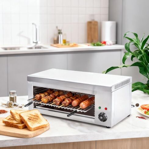2000w Commercial Salamander Broiler, Stainless Steel Electric Grill & Cheese Melter, Wall Mount Or Countertop, 122-572°F for for Searing Steaks, Fish (Tray 17.7x10.2in) in Saudi Arabia