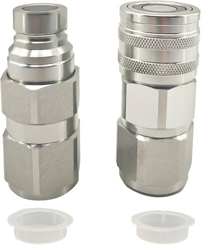 Flat Face High Flow Hydraulic Quick Connect Coupler Set for Skid Steer,3/4" SAE,5/8" Body,Heavy-Duty Carbon Steel Coupling Thread with Dust Cap in Saudi Arabia