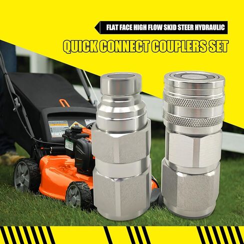 Flat Face High Flow Hydraulic Quick Connect Coupler Set for Skid Steer,3/4" SAE,5/8" Body,Heavy-Duty Carbon Steel Coupling Thread with Dust Cap in Saudi Arabia
