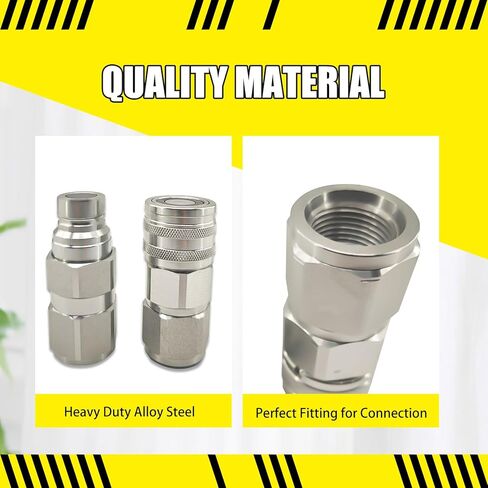 Flat Face High Flow Hydraulic Quick Connect Coupler Set for Skid Steer,3/4" SAE,5/8" Body,Heavy-Duty Carbon Steel Coupling Thread with Dust Cap in Saudi Arabia