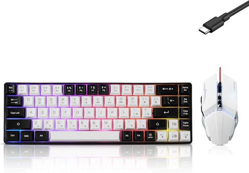 لوحة مفاتيح ألعاب ميكانيكية محمولة سلكية 60 ٪ ، RGB LED LED مضغوط 68 مفاتيح مفاتيح Office Mini سلك in Kuwait