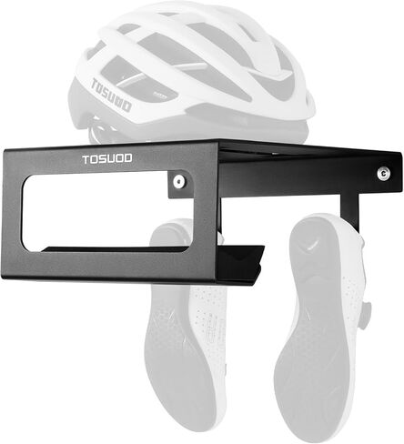 حامل تثبيت على الحائط للدراجة شديد التحمل - سعة 15 كجم (33 رطلاً) للمرآب والداخل | مع رف وخطافات للخوذة والأحذية والمضخة | يناسب الدراجات الجبلية والطرق in Kuwait