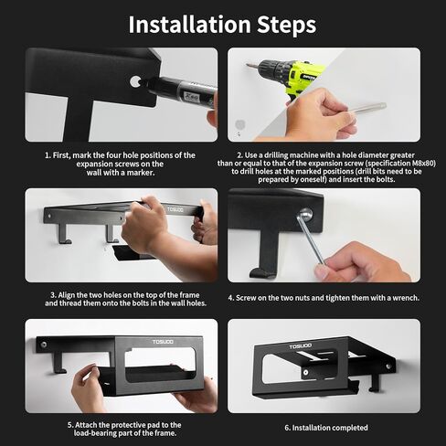 حامل تثبيت على الحائط للدراجة شديد التحمل - سعة 15 كجم (33 رطلاً) للمرآب والداخل | مع رف وخطافات للخوذة والأحذية والمضخة | يناسب الدراجات الجبلية والطرق in Kuwait