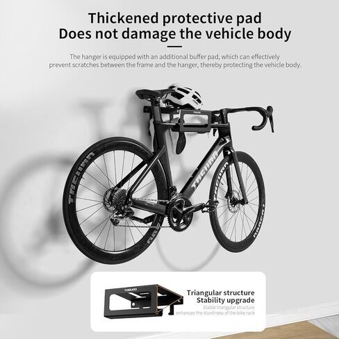 حامل تثبيت على الحائط للدراجة شديد التحمل - سعة 15 كجم (33 رطلاً) للمرآب والداخل | مع رف وخطافات للخوذة والأحذية والمضخة | يناسب الدراجات الجبلية والطرق in Kuwait