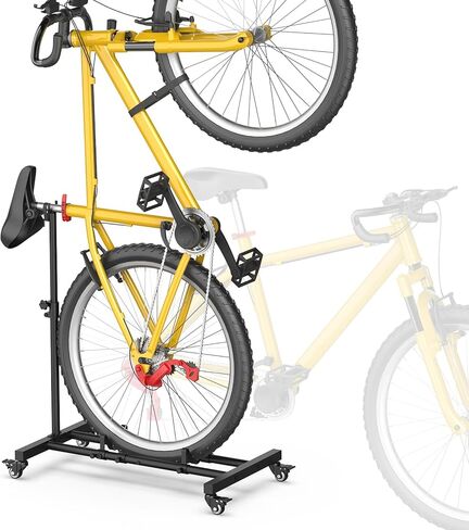 حامل دراجة عمودي، حامل أرضية للدراجة قائم بذاته مع ارتفاع قابل للتعديل، حامل دراجة داخلي موفر للمساحة للمرآب والشقق، متوافق مع عجلات دراجات MTB ودراجات الطرق حتى 29 بوصة in Kuwait