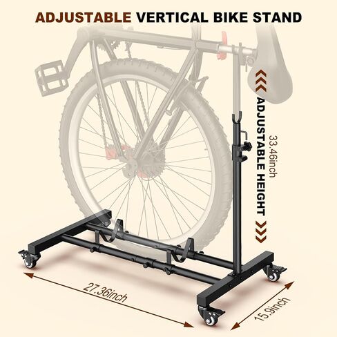 حامل دراجة عمودي، حامل أرضية للدراجة قائم بذاته مع ارتفاع قابل للتعديل، حامل دراجة داخلي موفر للمساحة للمرآب والشقق، متوافق مع عجلات دراجات MTB ودراجات الطرق حتى 29 بوصة in Kuwait
