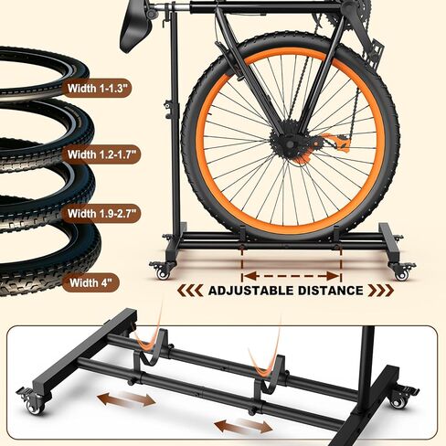 حامل دراجة عمودي، حامل أرضية للدراجة قائم بذاته مع ارتفاع قابل للتعديل، حامل دراجة داخلي موفر للمساحة للمرآب والشقق، متوافق مع عجلات دراجات MTB ودراجات الطرق حتى 29 بوصة in Kuwait