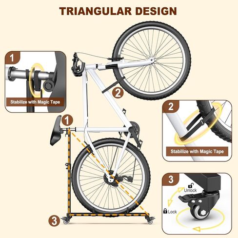 حامل دراجة عمودي، حامل أرضية للدراجة قائم بذاته مع ارتفاع قابل للتعديل، حامل دراجة داخلي موفر للمساحة للمرآب والشقق، متوافق مع عجلات دراجات MTB ودراجات الطرق حتى 29 بوصة in Kuwait