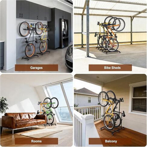حامل دراجة عمودي، حامل أرضية للدراجة قائم بذاته مع ارتفاع قابل للتعديل، حامل دراجة داخلي موفر للمساحة للمرآب والشقق، متوافق مع عجلات دراجات MTB ودراجات الطرق حتى 29 بوصة in Kuwait